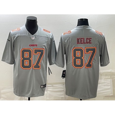 Men's Kansas City Chiefs #87 Travis Kelce Gray Atmosphere Fashion Stitched Jersey