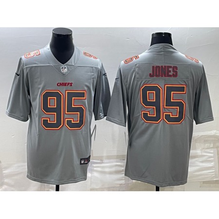 Men's Kansas City Chiefs #95 Chris Jones Gray Atmosphere Fashion Stitched Jersey