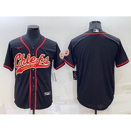 Men's Kansas City Chiefs Blank Black Cool Base Stitched Baseball Jersey