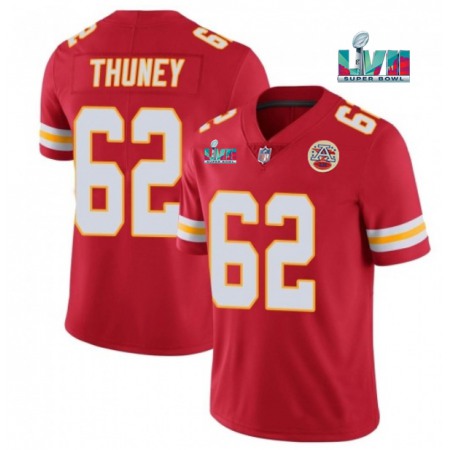 Men's Kansas City Chiefs #62 Joe Thuney Red Super Bowl LVII Patch Vapor Untouchable Limited Stitched Jersey