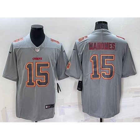 Men's Kansas City Chiefs #15 Patrick Mahomes Grey With Patch Atmosphere Fashion Stitched Jersey