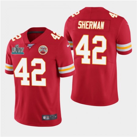 Men's Kansas City Chiefs #42 Anthony Sherman Red Super Bowl LIV With 100th Season Patch Vapor Untouchable Limited Stitched NFL Jersey