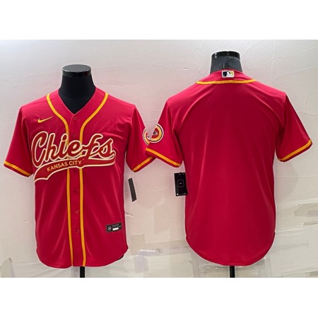 Men's Kansas City Chiefs Blank Red Cool Base Stitched Baseball Jersey
