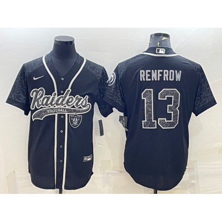 Men's Las Vegas Raiders #13 Hunter Renfrow Black Reflective With Patch Cool Base Stitched Baseball Jersey