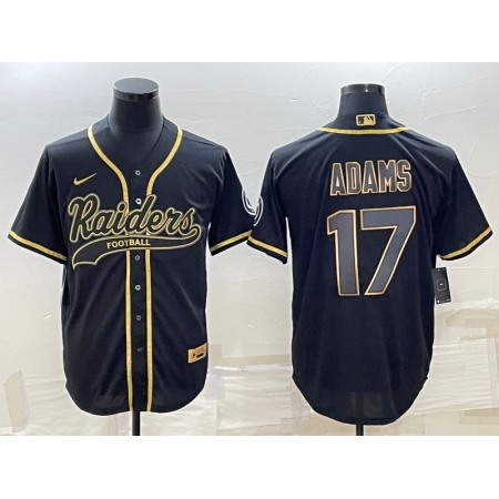 Men's Las Vegas Raiders #17 Davante Adams Black Gold With Patch Cool Base Stitched Baseball Jersey