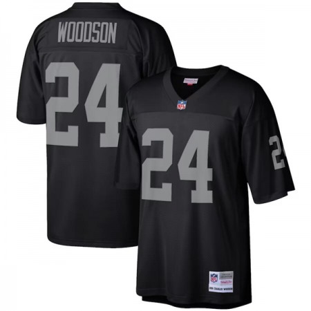 Men's Las Vegas Raiders #24 Charles Woodson Black Mitchell & Ness Stitched Football Jersey
