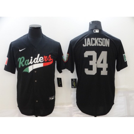 Men's Las Vegas Raiders #34 Bo Jackson Black Mexico Stitched Jersey