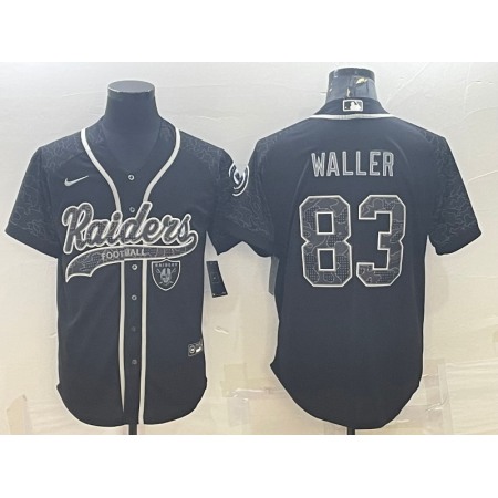 Men's Las Vegas Raiders #83 Darren Waller Black Reflective With Patch Cool Base Stitched Baseball Jersey