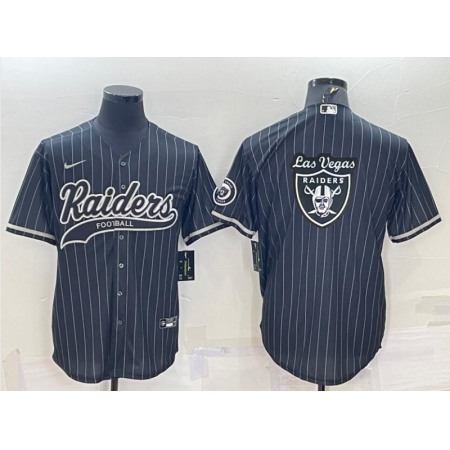 Men's Las Vegas Raiders Black Team Big Logo With Patch Cool Base Stitched Baseball Jersey
