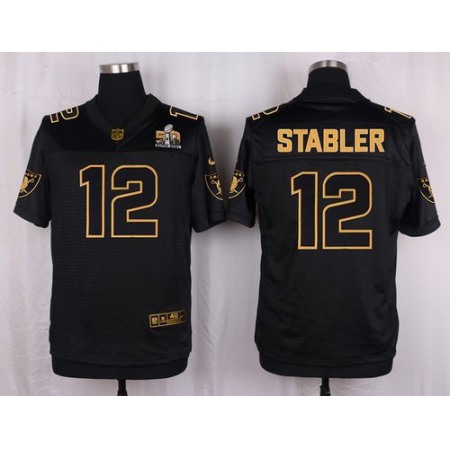 Nike Raiders #12 Kenny Stabler Black Men's Stitched NFL Elite Pro Line Gold Collection Jersey