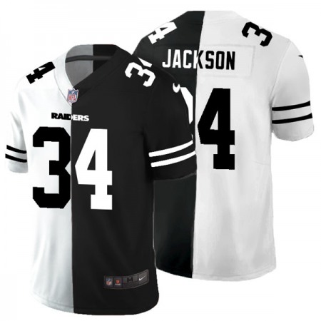 Men's Las Vegas Raiders #34 Bo Jackson Black & White Split Vapor Split Limited Stitched Jersey