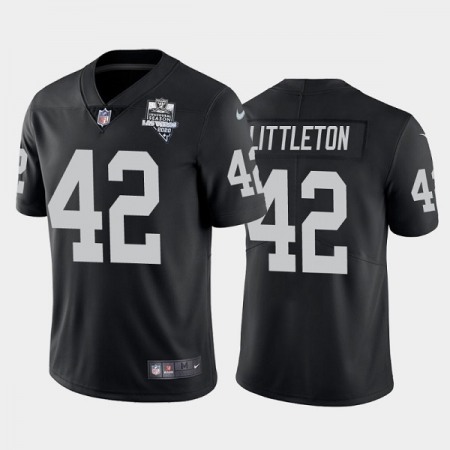 Men's Las Vegas Raiders #42 Cory Littleton Black 2020 Inaugural Season Vapor Limited Stitched Jersey