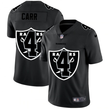 Men's Las Vegas Raiders #4 Derek Carr 2020 Black Shadow Logo Limited Stitched Jersey