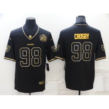 Men's Las Vegas Raiders #98 Maxx Crosby Black/Gold With 60th Anniversary Patch Vapor Limited Stitched Jersey