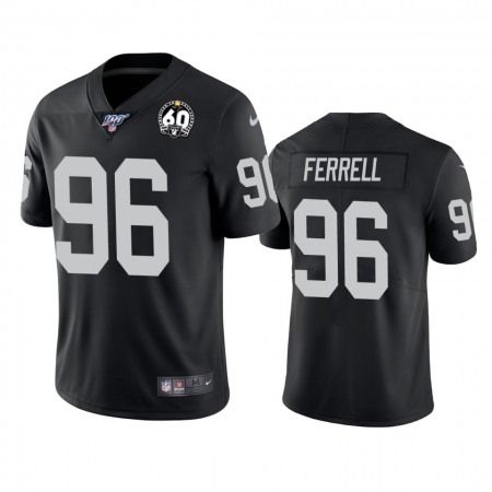 Men's Oakland Raiders #96 Clelin Ferrell Black 100th Season With 60 Patch Vapor Limited Stitched NFL Jersey