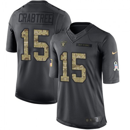 Nike Raiders #15 Michael Crabtree Black Men's Stitched NFL Limited 2016 Salute To Service Jersey