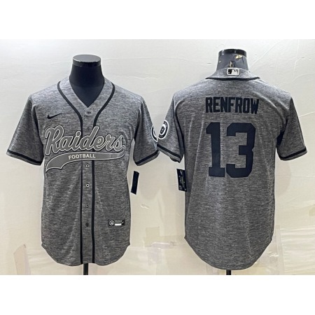 Men's Las Vegas Raiders #13 Hunter Renfrow Grey With Patch Cool Base Stitched Baseball Jersey