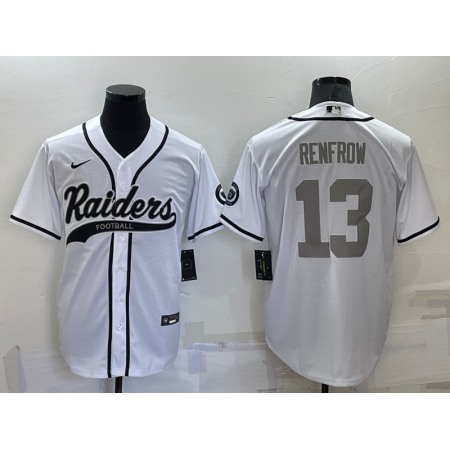 Men's Las Vegas Raiders #13 Hunter Renfrow White Grey Cool Base Stitched Baseball Jersey