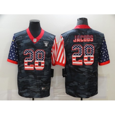 Men's Las Vegas Raiders #28 Josh Jacobs Camo USA Flag Limited Stitched Jersey