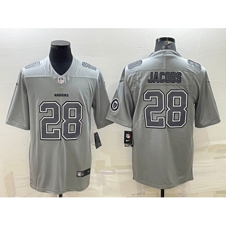 Men's Las Vegas Raiders #28 Josh Jacobs Grey Atmosphere Fashion With Patch Stitched Jersey