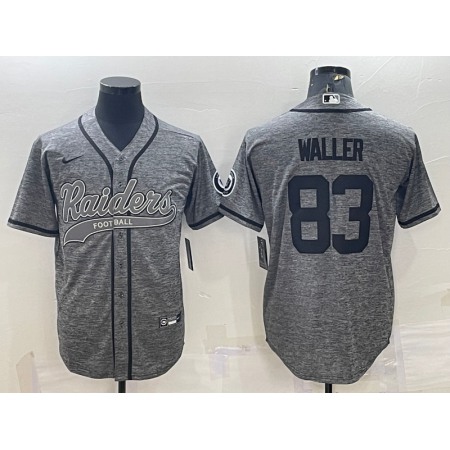 Men's Las Vegas Raiders #83 Darren Waller Grey With Patch Cool Base Stitched Baseball Jersey