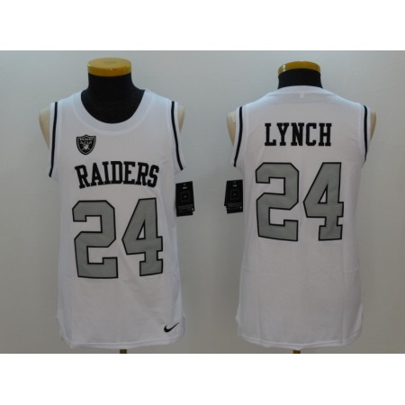Men's Nike Oakland Raiders #24 Marshawn Lynch White Stitched NFL Limited Tank Top Jersey