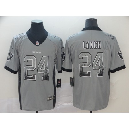 Men's Oakland Raiders #24 Marshawn Lynch Gray Drift Fashion Color Rush Limited Stitched NFL Jersey
