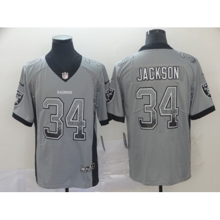 Men's Oakland Raiders #34 Bo Jackson Gray Drift Fashion Color Rush Limited Stitched NFL Jersey