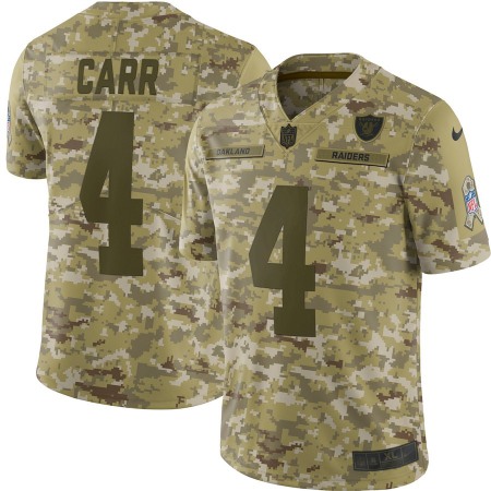 Men's Oakland Raiders #4 Derek Carr 2018 Camo Salute to Service Limited Stitched NFL Jersey
