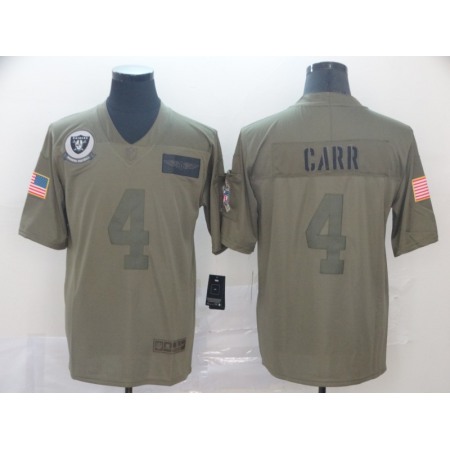 Men's Oakland Raiders #4 Derek Carr 2019 Camo Salute To Service Limited Stitched NFL Jersey