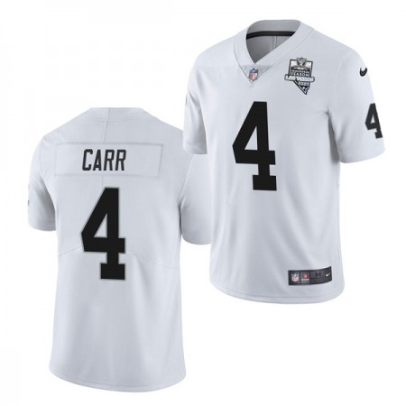 Men's Las Vegas Raiders #4 Derek Carr White 2020 Inaugural Season Vapor Limited Stitched Jersey