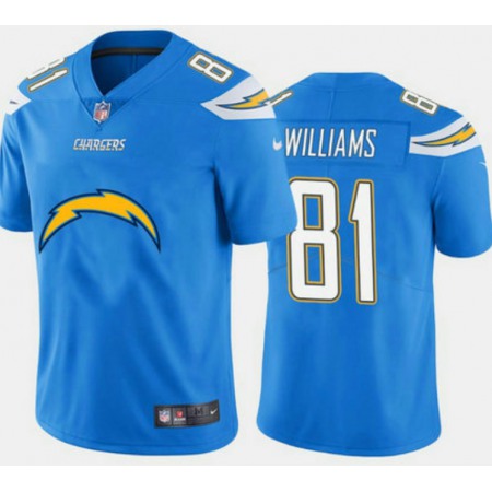 Men's Los Angeles Chargers #81 Mike Williams Blue 2020 Team Big Logo Limited Stitched Jersey