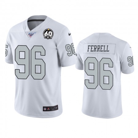 Men's Oakland Raiders #96 Clelin Ferrell White 100th Season with 60 Patch Color Rush Limited Stitched NFL Jersey