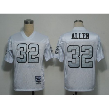 Mitchell and Ness Raiders #32 Marcus Allen White Silver No. Stitched NFL Jersey