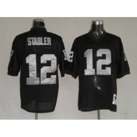 Mitchell and Ness Raiders Kenny Stabler #12 Stitched Black NFL Jersey
