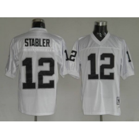 Mitchell and Ness Raiders Kenny Stabler #12 Stitched White NFL Jersey