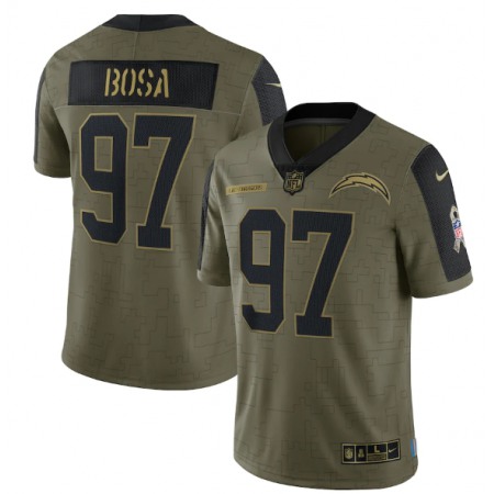 Men's Los Angeles Chargers #97 Joey Bosa 2021 Olive Salute To Service Limited Stitched Jersey