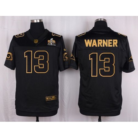 Nike Rams #13 Kurt Warner Black Men's Stitched NFL Elite Pro Line Gold Collection Jersey