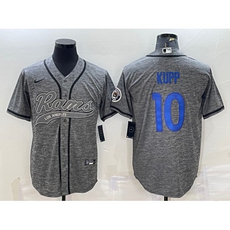 Men's Los Angeles Rams #10 Cooper Kupp Grey With Patch Cool Base Stitched Baseball Jersey