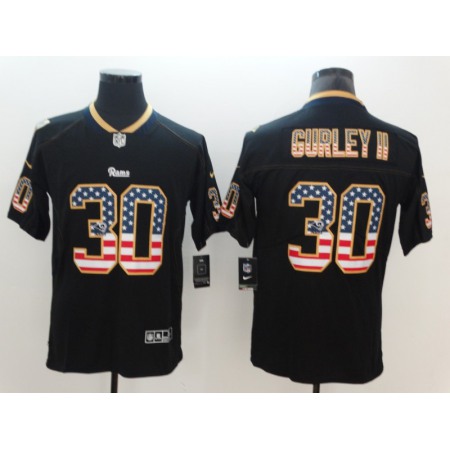 Men's Los Angeles Rams #30 Todd Gurley II 2018 Black USA Flag Color Rush Limited Fashion NFL Stitched Jersey