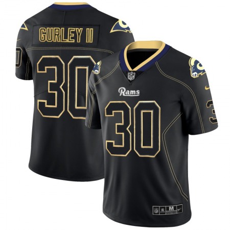 Men's Los Angeles Rams #30 Todd Gurley II NFL 2018 Lights Out Black Color Rush Limited Jersey