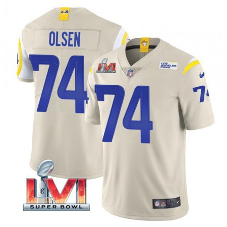 Men's Los Angeles Rams #74 Merlin Olsen 2022 Bone Super Bowl LVI Vapor Limited Stitched Jersey