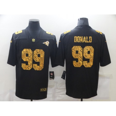 Men's Los Angeles Rams #99 Aaron Donald 2020 Black Leopard Print Fashion Limited Stitched Jersey