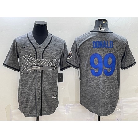 Men's Los Angeles Rams #99 Aaron Donald Grey With Patch Cool Base Stitched Baseball Jersey