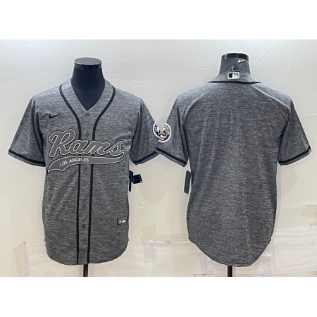 Men's Los Angeles Rams Blank Grey With Patch Cool Base Stitched Baseball Jersey