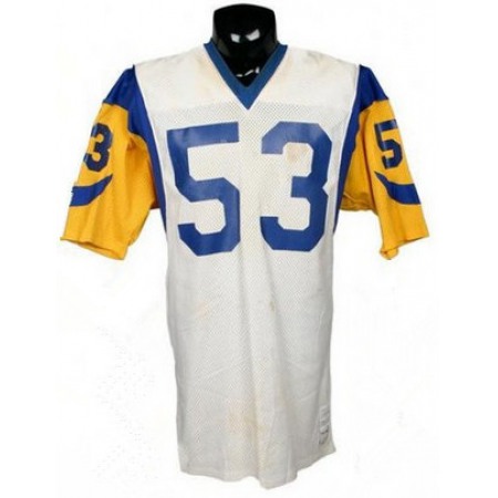 Men's Los Angeles Rams #53 Jim Youngblood 1980s White With Full Name Stitched Jersey