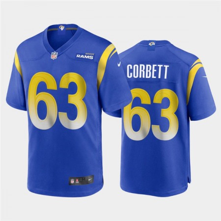 Men's Los Angeles Rams #63 Austin Corbett 2020 Royal Stitched Jersey