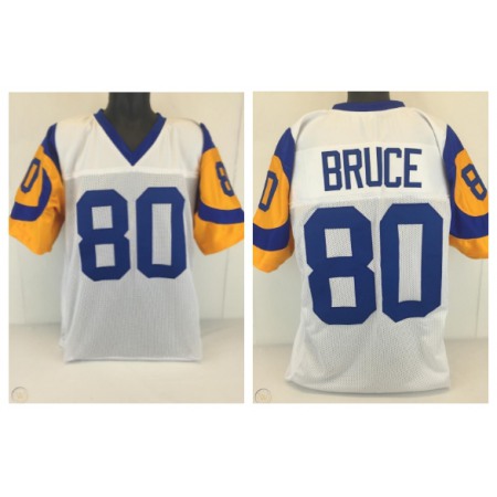 Men's Los Angeles Rams #80 Isaac Bruce St. Louis Rams Mitchell & Ness Stitched White Jersey