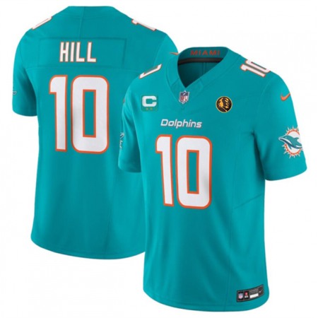 Men's Miami Dolphins #10 Tyreek Hill Aqua 2023 F.U.S.E. With 2-star C Patch And John Madden Patch Vapor Limited Stitched Football Jersey
