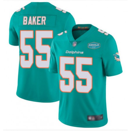 Men's Miami Dolphins #55 Jerome Baker Aqua With 347 Shula Patch 2020 Vapor Untouchable Limited Stitched NFL Jersey